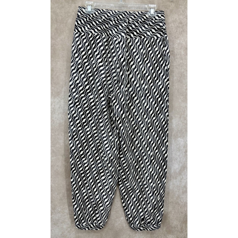 Anthropologie Abstract Print Jogger Pants Size 4 Black White Tapered Ankle Linen - Picture 3 of 9